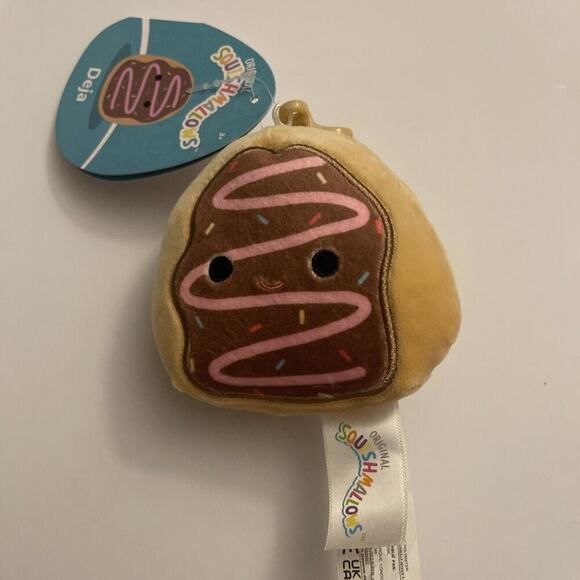 Squishmallows Other - NEW 3.5” “Deja the Donut” Kellytoy Squishmallow Plush Keychain Clip!